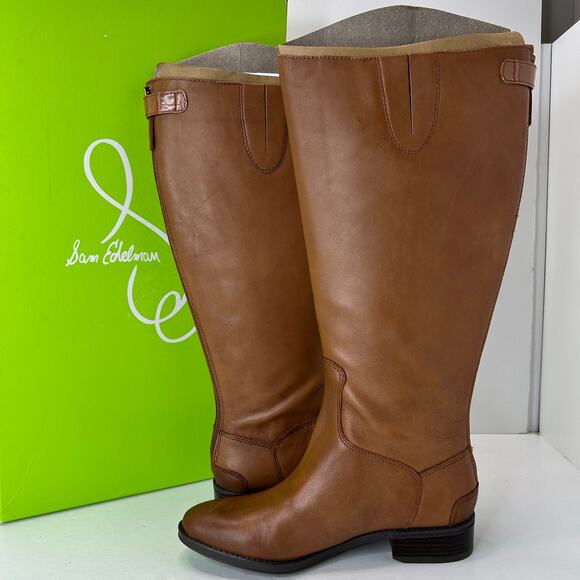 Sam Edelman Penny 2 Knee High Leather Boots Side Zip Whiskey Women's 7M/37 NWB - Picture 6 of 10